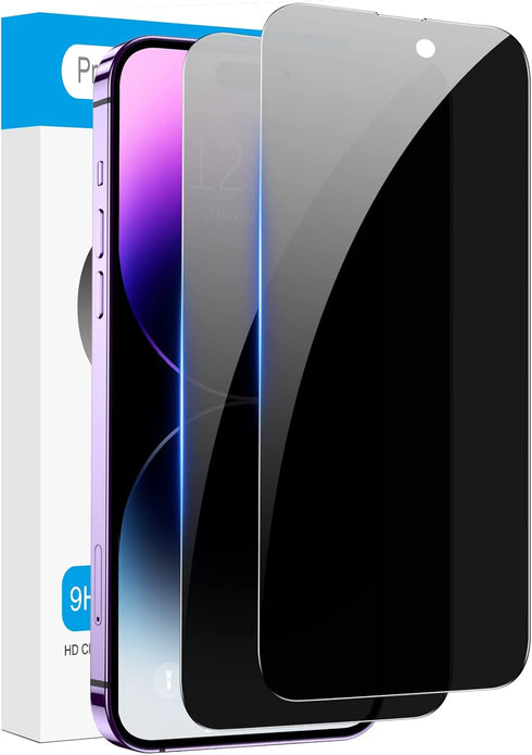 Fotbor 2 Pack Privacy Screen Protector for iPhone 14 Pro Max, Anti Spy Private Full Coverage Film, Shockproof Anti-Scratch 9H Tempered Glass for i...