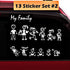 TOTOMO 13 Stick Figure My Family Car Stickers (Style#2) with Pet Dog Cat Family Car Decal Sticker for Windows Bumper...