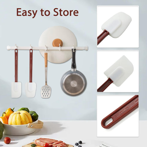 Silicone Spatulas Heat Resistant, Large Silicone Spatulas Set Commercial, Long Handle Rubber Spatulas Silicone.Heavy Duty Silicone Cooking Utensil...