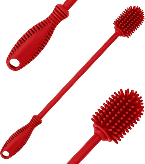 Silicone Bottle Cleaning Brush with Long Handle, BPA Free 12.5" Water Bottle Cleaner for Baby Bottles, Hydro Flask, Sports Bottle, Vase, Glassware...