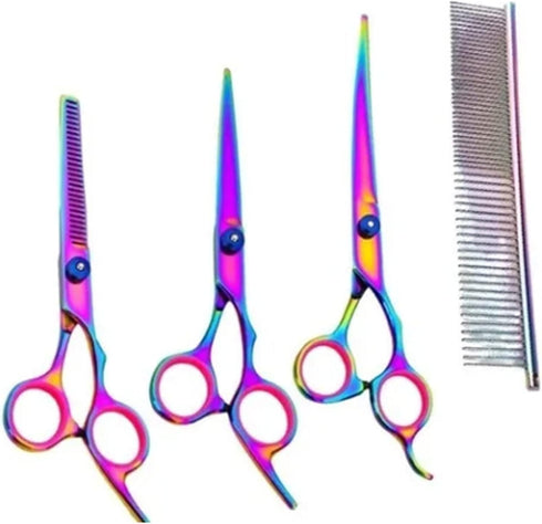 7 in 1 Dog Grooming Scissors Set, Pet Grooming Shears Dog Scissors Stainless Steel Straight & Thinning & Curved Shears Grooming Scissors for Dogs ...