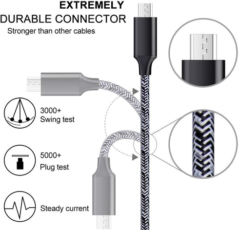 Android Charger, Android Phone Charger Micro USB Charger Cord Fast Charging Cable 6 ft Long with Wall Charger Block Plug for Samsung Galaxy S6 S7 ...
