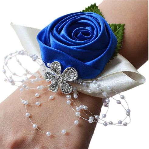 Arlai 1 pcs Wedding Bridesmaid Bride Wrist Corsage Decoration Hand Flower, Dark Blue...