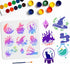 9 Styles Magic Theme Stencils 11.8×11.8inch Reusable Magic Witch Divination Stencil with Paint Brush Devil's Eye Witch Hat Moon Crystal Bottles Dr...