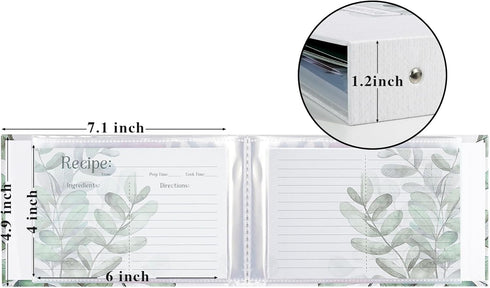 Recipe Folder 4x6, Full Page Recipe Book Organizer Set, with 20 Page Protectors & 20 Recipe Cards, Recipe Book for Make Your Own Recipe Sleek Kitc...