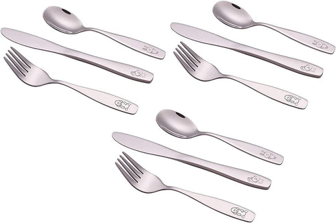 ANNOVA Children's Flatware 9 Pieces Set - Stainless Steel Cutlery/Silverware 3 x Safe Forks, 3 x Dinner Knife, 3 x Dinner Spoons - Safe Kids Toddl...