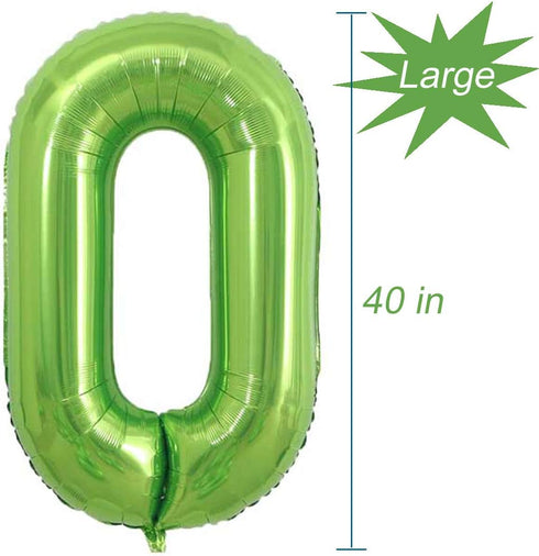 Tellpet Birthday Number Balloons, Foil Mylar Number Balloon, Green Number 0...