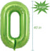 Tellpet Birthday Number Balloons, Foil Mylar Number Balloon, Green Number 0...