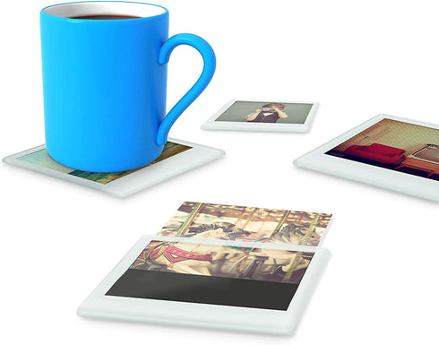 Mustard Glass Coasters Set Personalize Your Drinks Mat - Instant Photo...