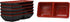 Ebros Red And Black Melamine Traditional Design Condiments Ketchup BBQ Soy Sauce Dipping Bowl or Dish With Divider 2 Partition Compartments Housew...