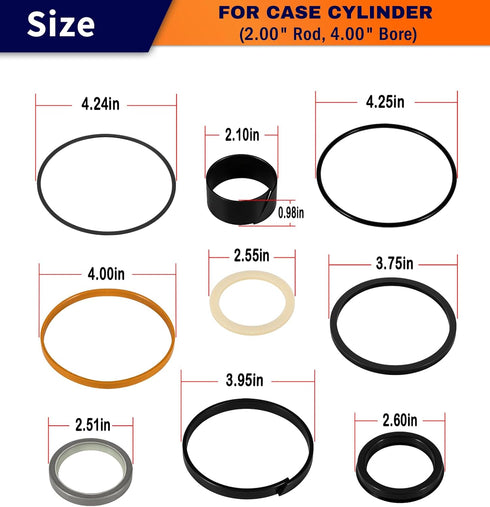 1543273C1/G109423 Hydraulic Cylinders Seal Kit Fits for Case Backhoe Loader Cylinder Universal Repair Packings (Rod 2” & Bore 4”) 10 PCS/Kit...