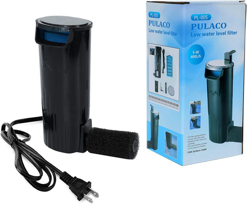 PULACO Aquarium Internal Filter 3 to 20 Gallons, for Turtle Tanks, Reptiles, Amphibians, Frog, Cichlids, Newt or Fish Tank...