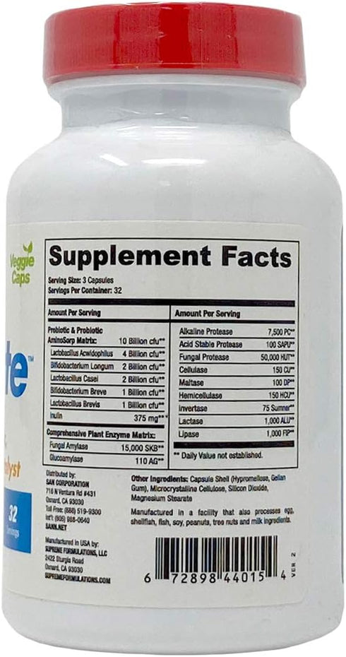 SAN's Cultivate Prebiotic-Probiotic, Multi-Strain Probiotics & Synergistic Prebiotics with Digestive Enzymes - Designed for Digestive Health, Supp...