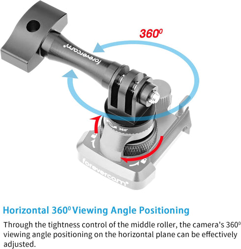 Aluminum Buckle Clip Basic Base Mount+Hand Tighten Screw with 360 Degree Rotate & Lock Protector, Perfect for GoPro Clip mounts & Replace The Plas...