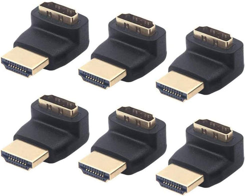 VCE HDMI 270 Degree Adapter 6-Pack, Right Angle HDMI Adapter Male to Female L-Shape Connector with 4K@60Hz, 3D for TV Stick, HDTV, PC...