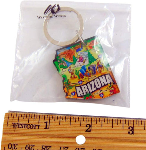 State of Arizona Key Chain Acrylic Souvenir Keychain Retro Style Map Gift 2 Inch...