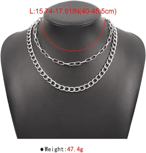 Dainty Layered Necklace Paperclip Choker Necklace Punk Cuban Link Chain Necklace Silver Curb Chain Necklace for Women...