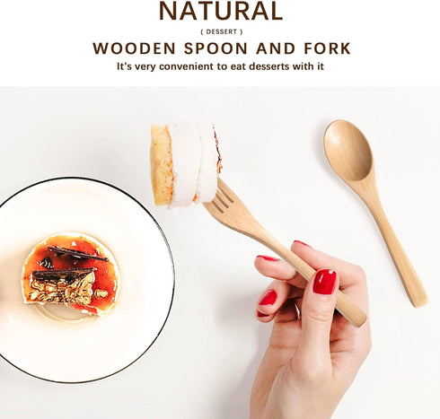 8Pcs Schima Wooden Utensil Set Including Wooden Spoons and Wooden Forks,Reusable Handmade Natural Wooden cutlery, Eco-Friendly Wood Flatware Sets ...