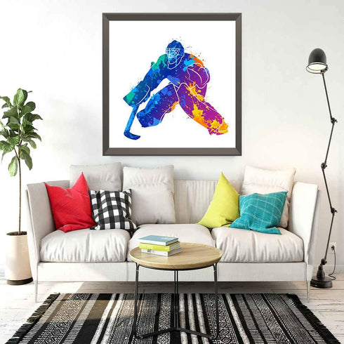 Siwacline 5D DIY Diamond Painting Kits, Sports Diamond Painting, Player Hockey Goalie Splash Canvas Print Wall Art Full Drill Cross Stitch, 12x12 ...