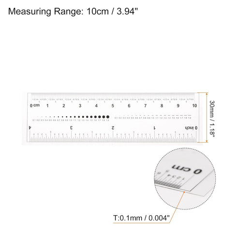 Film Flexible Ruler 4 Inch 0.1mm Scale PET Plastic Folding Straight Ruler Calibration Soft Ruler Measuring Tool for Factory, Transparent...