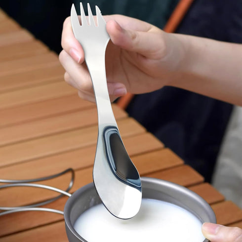 2pcs Stainless Steel 3 in 1 Spork Camping Cutlery, Knife, Spoon, Fork Cutlery Combo for Camping, Hiking, Fishing and Any Outdoor Activities...