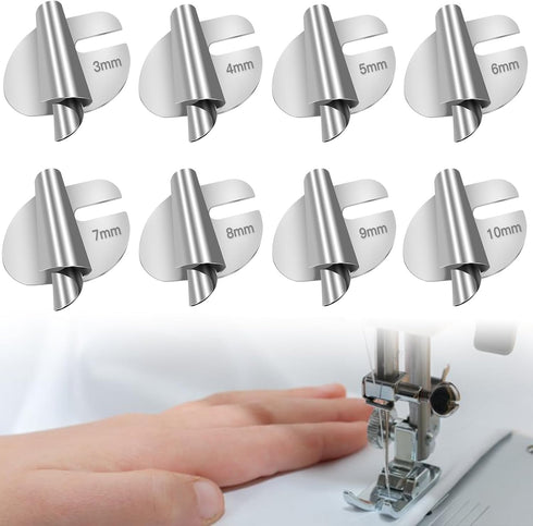 TOOVREN 8pcs Rolled Hem Presser Foot, Sewing Rolled Hemmer Foot, 3mm-10mm 8 Sizes Wide Rolled Hem Foot Set, Seam Guide, Universal Presser Foot for...