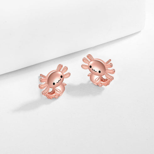 Axolotl Earrings for Womens 925 Sterling Silver Rose Gold Axolotl Stud Earrings Hypoallergenic Cute Axolotl Gifts Animal Jewelry Gifts for Women...