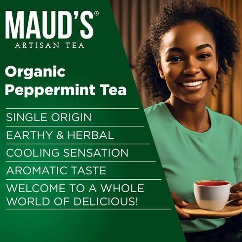Maud's Organic Peppermint Tea Pods, 24 ct, Recyclable Single Serve Pods – 100% Gourmet Blended Tea Leaves, Compatible with Keurig K Cups Maker...