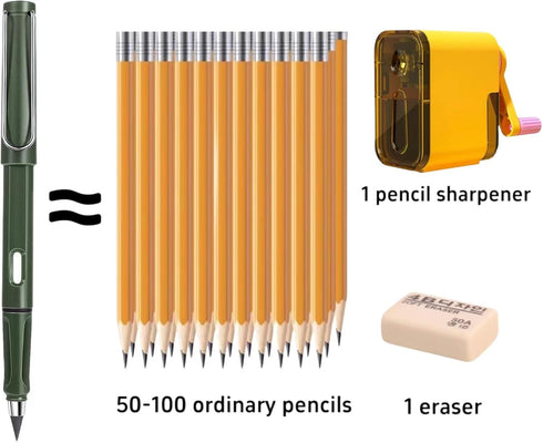 Forever Pencils, 6ct Magic Infinity Pencils with Eraser, Inkless Never Sharpen Everlasting Eternal Pencil with 6 Replacement Nib for Writing Drawi...