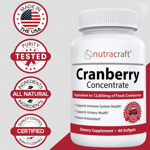 #1 Cranberry Extract Supplement for Bladder & Urinary Tract Support | 12,600 mg of Fresh Cranberries, Vitamin C & E and Polyphenols | Lab Tested &...