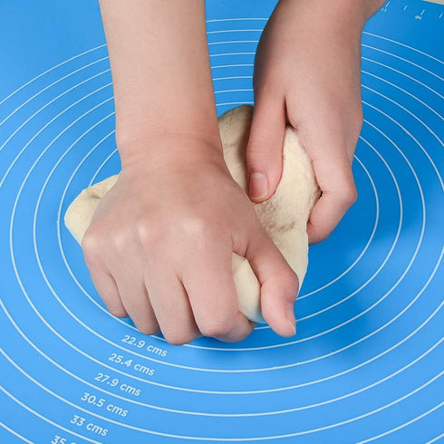 Non Stick Silicone Baking Mat, Blue 25 Inches x 18 Inches Non Slip on Surfaces for Rolling Dough with Measurements, Heat Resistant, Reusable, and ...