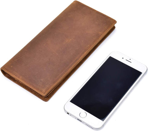 Men's Genuine Leather Long Wallet Chain Wallet, Engraved Bifold Wallet...