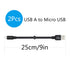 Short Micro USB Fast Charging Cable 0.9in, Flat Cord USB A to Micro USB Charging and Data Sync Cable, Portable Buckle Design,for Power Bank, Phone...
