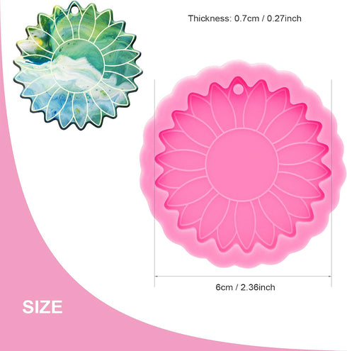 Super Glossy Sun Flower Resin Mold Keychain Silicone Mold for DIY Epoxy Resin Jewelry Making Keychain Pendant Craft...
