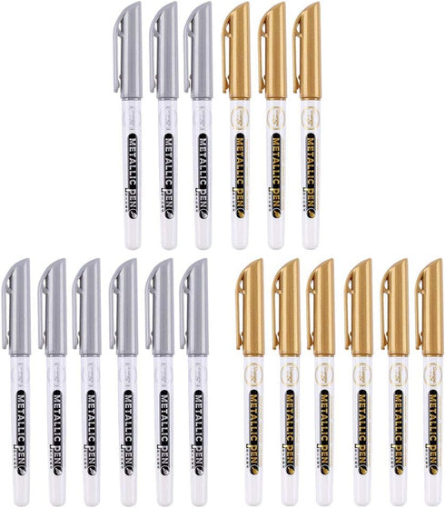 6Pc Gold Silver Epoxy Resin Drawing Pen Gold Leafing Point Pen Marker Acrylic Paint Highlights Metallic Permanent Marker Silicone Molds epoxy resi...