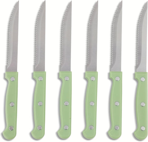 Core Kitchen Set of 6 Colorful Kitchen Steak Knives - 4.5" Blade - Leaf...