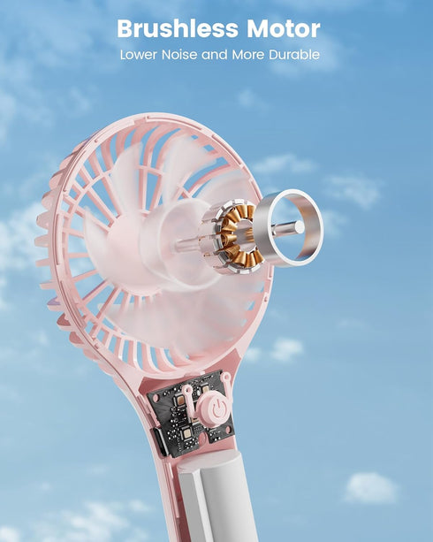Handheld Fan, Portable Fan Mini Fan Powerful Hand Fan with 3 Speeds, USB Rechargeable Personal Fan, Makeup Lash Fan for Stylish Girls, Cute Small ...