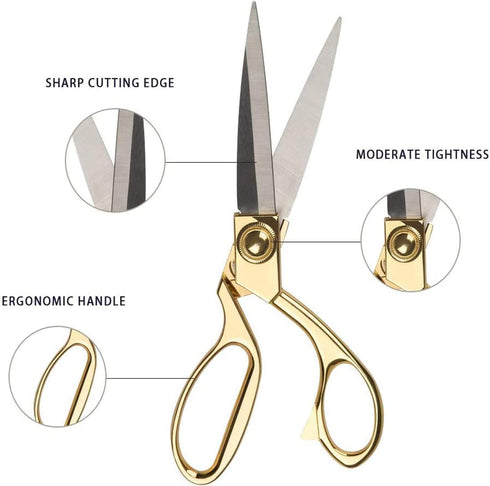 8.5 '' Gold Stainless Steel Sharp Tailor Scissors Professional Household Scissors Craft Scissors Fabric Scissors Heavy Duty Cutting Sewing, Crafts...