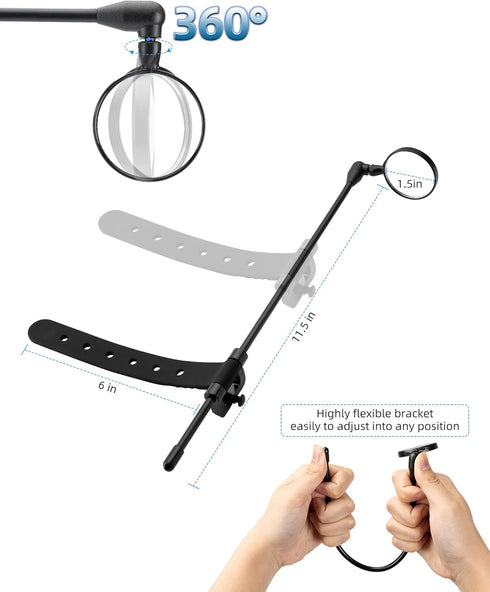 ROCKBROS 2024 Lasted Bike Helmet Mirror Bicycle Helmet Mirror, Convex Mirror HD Lens, Fit Mostly Helmet, Bike Accessories...