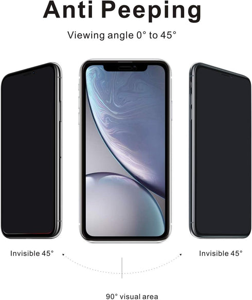 Cell Phone Tempered Glass Privacy Screen Protector(Black,2 Pack),Compatible iPhone 11/XR 6.1" Screen HD Clarity 3D Touch 9H Hardness Anti-Spy Anti...