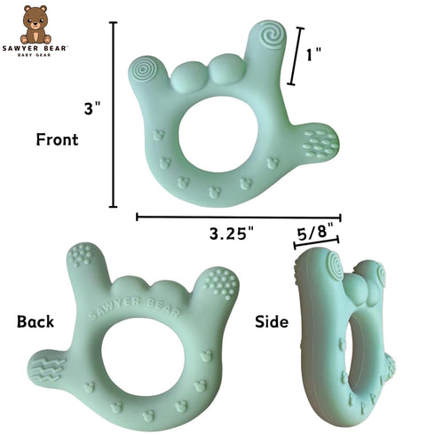 I Love You Silicone Hand Teether by Sawyer Bear Baby Gear, Teethers for Babies 3-6 Months, Soft Teething Toys 6-12 Months bpa Free, Massaging Teet...