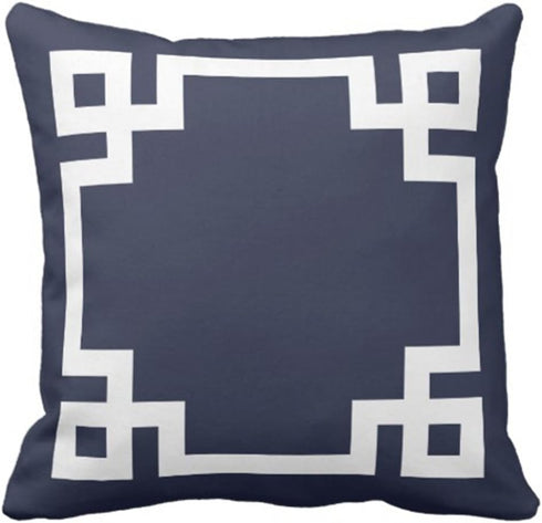 Emvency Throw Pillow Cover Cute Preppy Navy Blue Greek White Key Girly Decorative Pillow Case Home Decor Square 20 x 20 Inch Pillowcase...