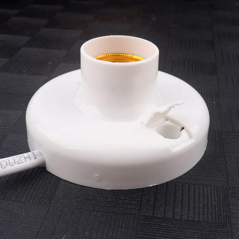 1pcs White Hanging Light Cord E27 Light Bulb Socket to 2-Prong with On/Off Switch (about 80mm base & 26ft wire)...