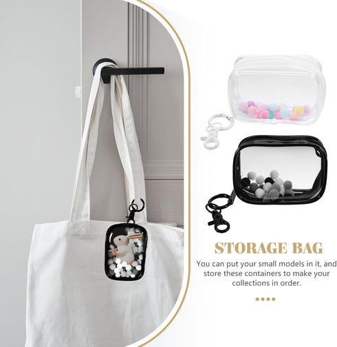 Toyvian 2pcs Small Doll Storage Bags Action Figures Display Clear Bag with Keychain, Zipper Organizer Hanging Collectibles Box for Mini Dolls Figu...
