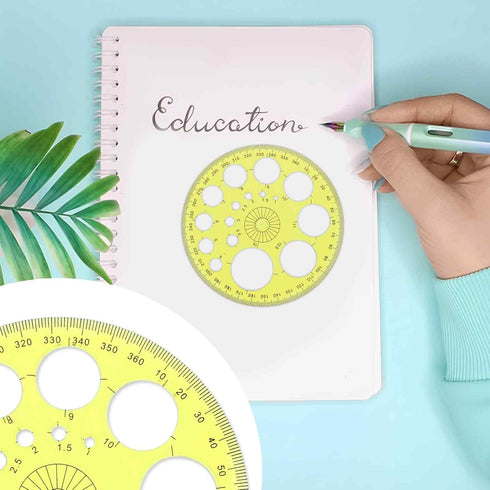Circle Template 360° Protractor Round Stencil, Plastic Circle Ruler for Drawing, Circle Stencil Measuring Tools for Building Formwork Office Schoo...