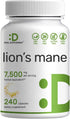 Lions Mane Mushroom Supplement, 7,500*mg Per Serving, 240* Capsules – Active Fruiting Body & Mycelium 10:1 Extract – Natural Brain Nootropic & Imm...