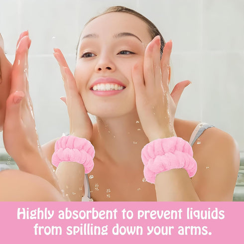 9PCS Spa Headband and Wristband Clean Set, Includes Makeup Sponges and Face Triangle Powder Puff Skincare Beauty Blender for Washing Face,Women Gi...