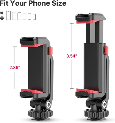 ULANZI Phone Tripod Mount ST-06S, New Universal Smartphone Mount Adapter with 2 Cold Shoe, 360° Rotates Adjustable Cell Phone Clip Clamp Holder, C...