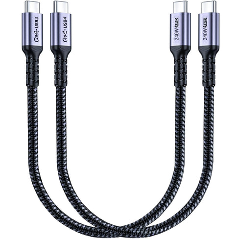 1FT USB 4 Cable 2 Packs, 240W USB C to USB C Cable, 40Gbps High Speed Data Transfer and Single 8K or Dual 4K Display Video Output Compatible with ...