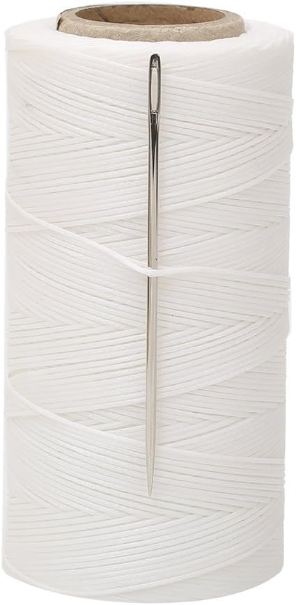 Tenn Well 328 Yards Leather Sewing Waxed Thread, 150D 1MM Hand Stitching Thread for Leather Craft DIY with Needle (White)...